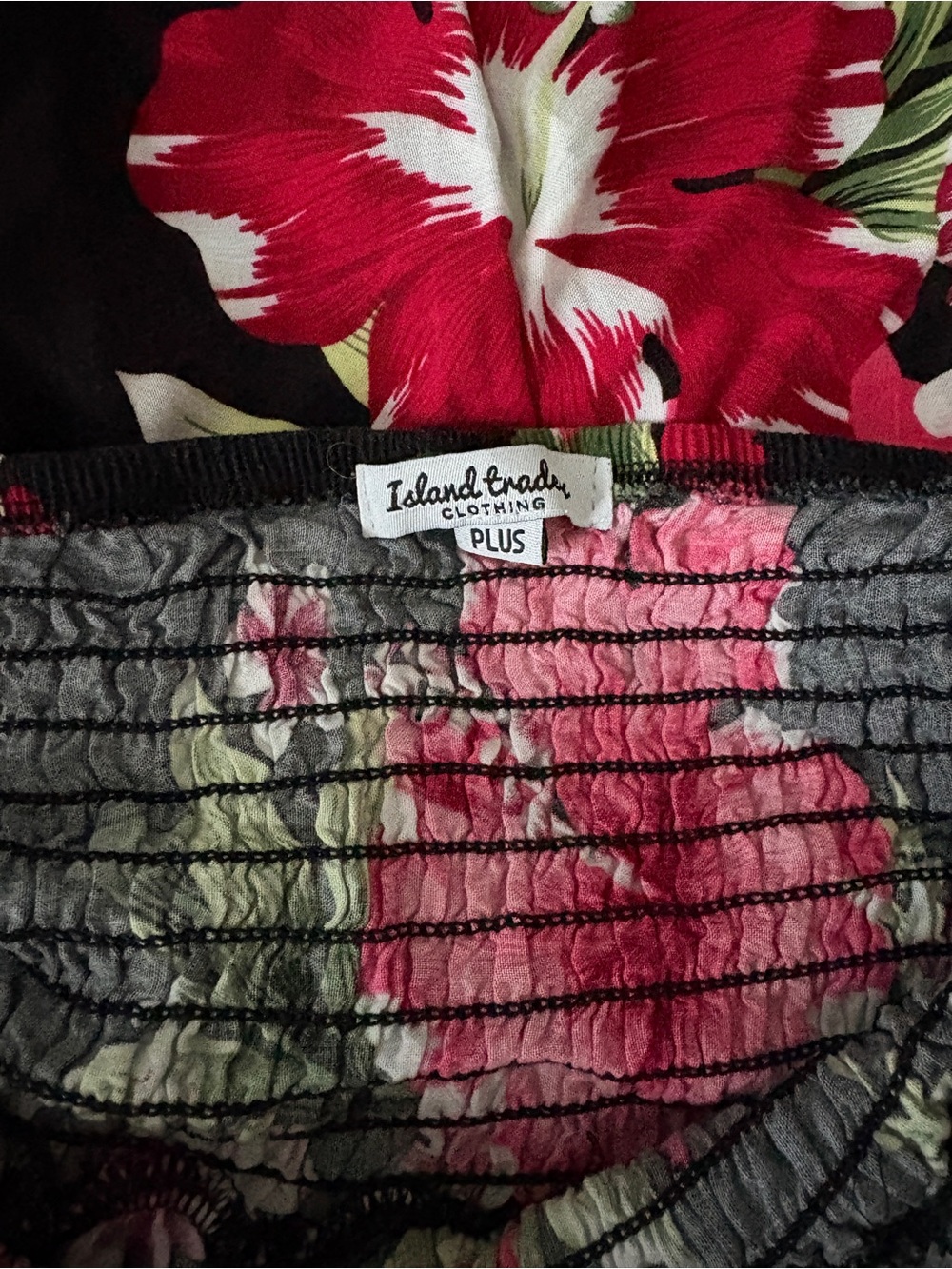 Halter handkerchief hem Floral Dress in Black with Pink Hibiscus - Picture 4 of 7